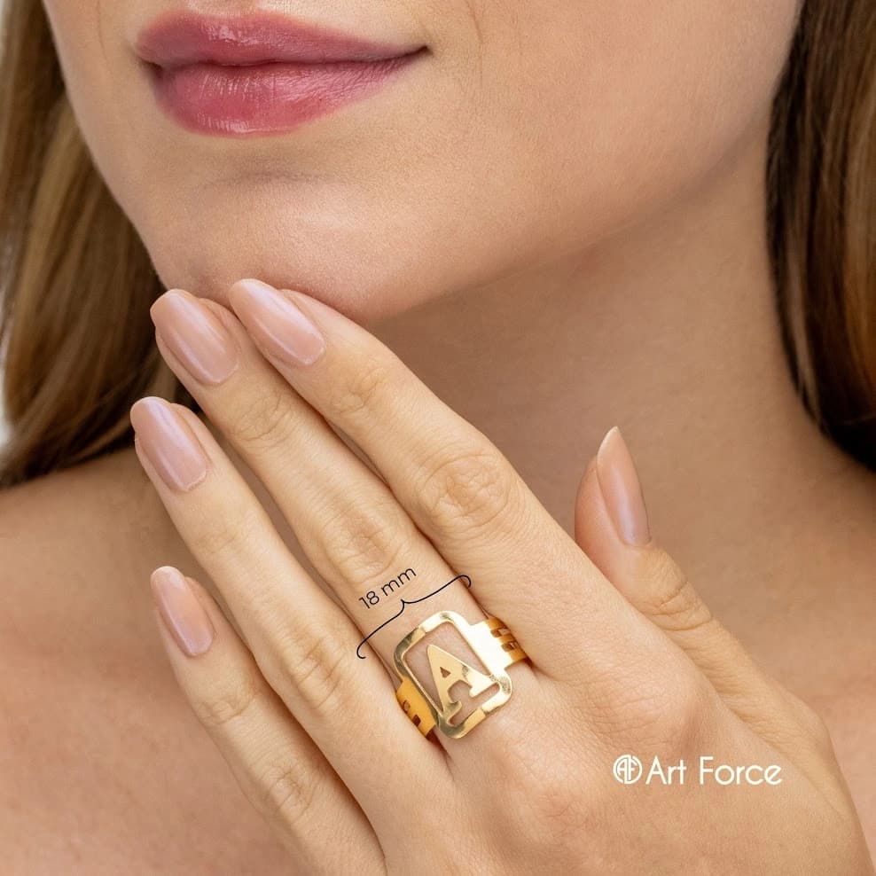 Anel Letra Inicial Personalizada Banhado a Ouro 18k Ajustável - Art Force Semijoias miniatura 3
