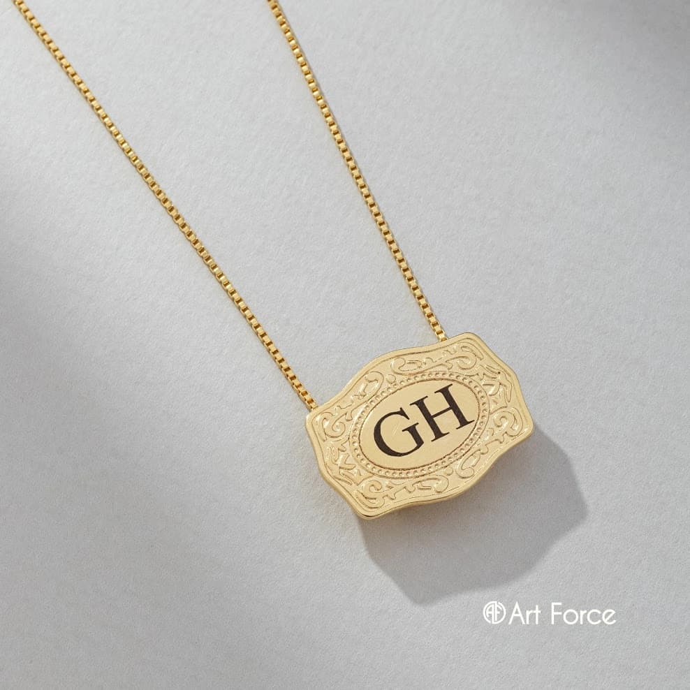 Colar Letras Personalizadas Folheado Ouro18k Prata 950 Fivela Luxo - Art Force Semijoias