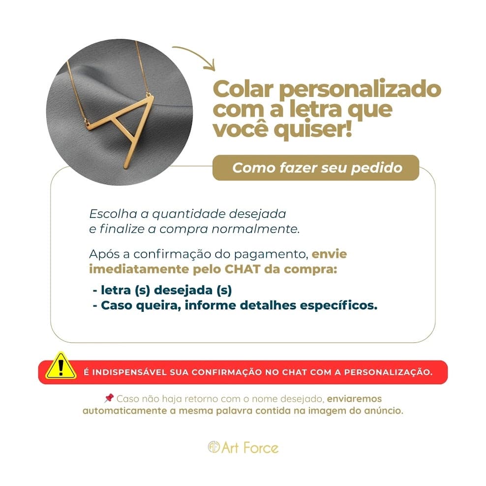 Colar Inicial Diagonal Média Veneziana 45cm - ESTOQUE CENTRAL miniatura 5