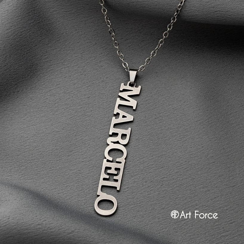 Colar Masculino Com Seu Nome Aço Inox Que Nao Escurece Cadeadinho 60cm
