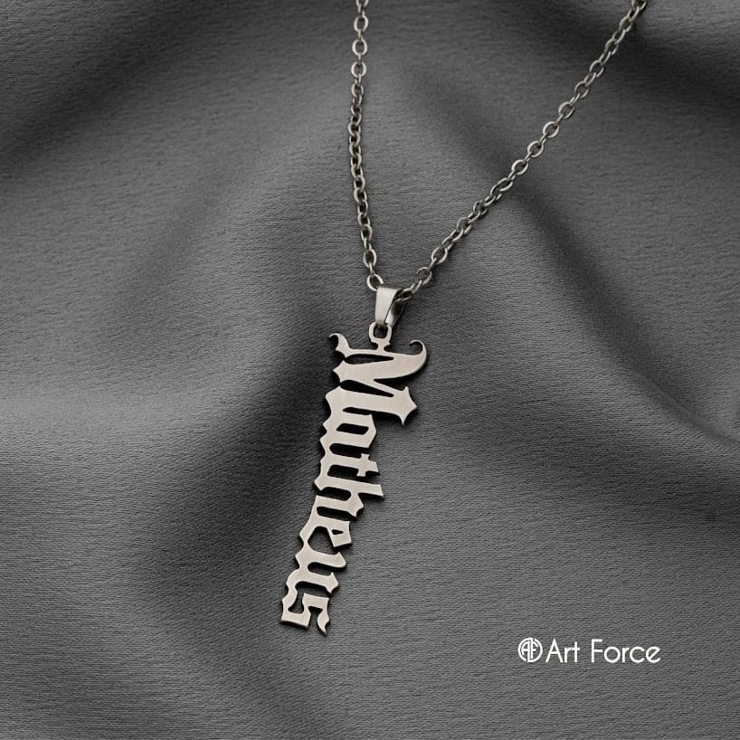 Colar Personalizado Masculino Inox Nome Fonte Gotica Cadeadinho 60cm